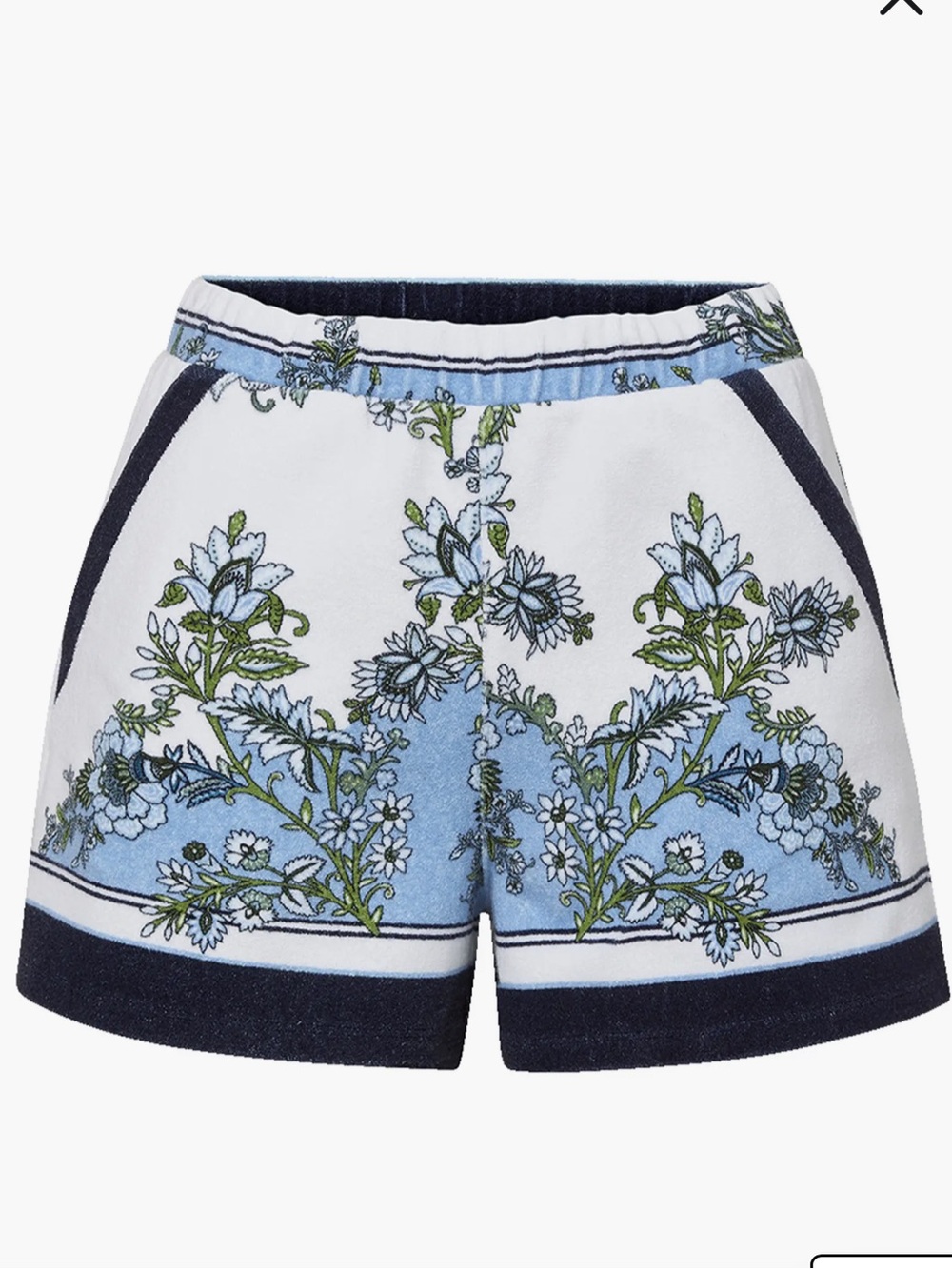 Veronica Beard Tijana Blue Jay Floral Terry Shorts Sz M NWT